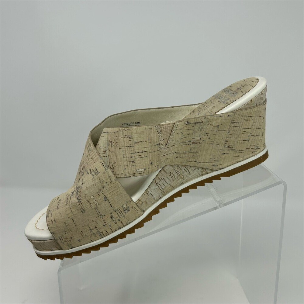 Donald J. Pliner Platform Wedge Slide Sandals Toe Loop Beige Cream Womens 10M - Picture 3 of 11